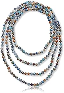 MGR MY GEMS ROCK! 80-inch 6x8MM Endless Infinity Beaded Long OR 4-Layer Multi Strand Statement Crystal Necklace.