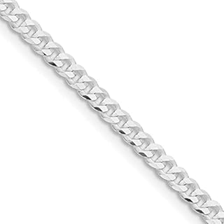 925 Sterling Silver Rhodium Plated Flat Curb Chain Necklace for Women, Variation in Lengths 18-26 Inches - High-Quality Italian Craftsmanship, Hypoallergenic & Nickel-Free Jewelry
