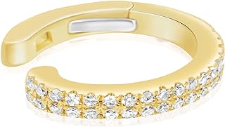 14K Yellow Gold Diamond Cuff Earrings - Lightweight, Comfortable and Secure Hinged Ear Cuff Design - Ideal Accessory for Fashion Trendsetters and Perfect Gift for Loved Ones
