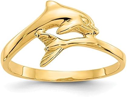 Diamond2Deal 14k Yellow Gold Dolphin-Shaped Engagement Ring for Women, Elegant Cocktail Ring