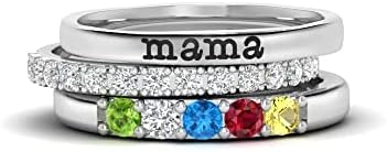 Personalized Custom Mother's Day Stackable Ring with Birthstone Gift for Women, Custom Dainty Mutiple Name Mom Ring Gift for Mama Grandmother.