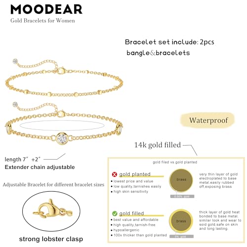 Gold Bracelet for Women 14K Real Gold Bracelet Sets for Women Dainty Snake Chain Bracelet Adjustable Cuban Link Bracelet for Women Cuff Bangle Gold Stackable Bracelets for Womens Jewelry Sets