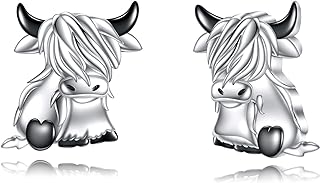 Highland Cow Sterling Silver Christmas Stud Earrings - Push Back Design – Perfect Jewelry Gift for Women and Girls