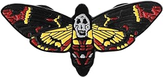 Death Head Moth Brooch with Pin Clasp, Hannibal Lecter Fan Gift, Stainless Steel Accessory for Horror Movie Lovers, Silence of the Lambs Design