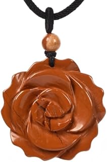 Justinstones Natural Gemstone Carved Rose Flower 35mm Pendant Necklace Crystal Healing Reiki Chakra Jewelry Necklace 22 inch