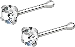 Forbidden Body Jewelry Nose Rings Sterling Silver CZ Simulated Diamond Nose Stud Set 22G