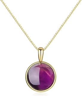COAI Collier Améthyste Réglable en Argent 925 Plaqué Or, 40+5cm, avec Pendentif 14mm, Idéal pour Femmes. Parfait pour les Occasions Spéciales et la Vie Quotidienne