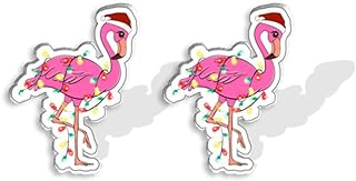 Cute Flamingo Santa's Hat Christmas Small Stud Earrings for Women Teen Girls Cartilage Dainty Acrylic Colorful Animal Hypoallergenic Studs Fashion Jewelry Decoration Party Vacation Bff Birthday Gifts