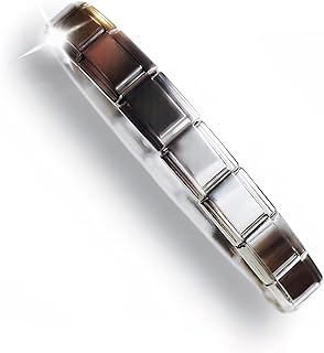 Shiny Starter Italian Charm Bracelet, Stainless steel Italian Charm Bracelet, 18 Charm Bracelet, 9mm Charms- Full Bracelet 6.9 inches long, Interchangeable Charms, Stainless Steel