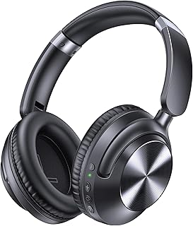 TAGRY Light Blue Active Noise Cancelling Headphones with Fast Charging and 100H Playtime, Adjustable and Foldable Design for Travel, Home, Office, and PC Users