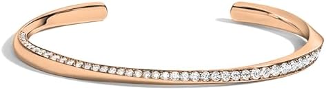 1.04 ctw Round Lab Grown White Diamond Open Cuff Bangle Bracelet for Women in 10K Gold