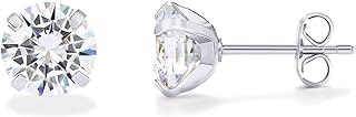 PAVOI 14K Real Gold Moissanite Stud Earrings for Women Men | 0.2-4 Carat Round Lab Created Moissanite Stone Solid Gold Stud Earrings