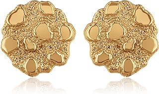 Yellow Gold Nugget Textured Stud Earrings
