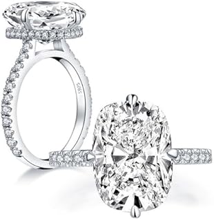 5 CT Big Oval Cut Engagement Ring, 4 Prong Lab Created Diamond Ring, Wedding Bands for Women, 18k White Gold Plated, Multi-Stone Promise Ring, D Color VVS1, Lover Jewelry Gifts