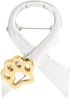 MIXIA Classical Ribbon Brooch Animal Cruelty Awareness Cat Dog Puppy Paw Print Brooch Pin Jewellery Gifts for Women Men Brooches Pin