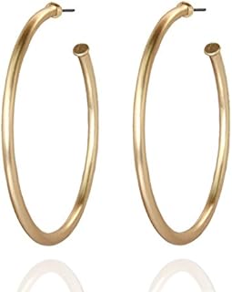 POMINA Classic Gold Hoop Earrings for Women Basic Trendy Tubular Open Round Matte Gold Silver Hoops, 2 Inches