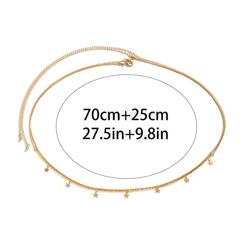 Crystal Waist Body Chain Jewelry Summer Beach Bikini Stars Moon Belly Chains Boho Gold Thin Waist Chain Metal Simple Crystal Belly Body Chain Jewelry for Women