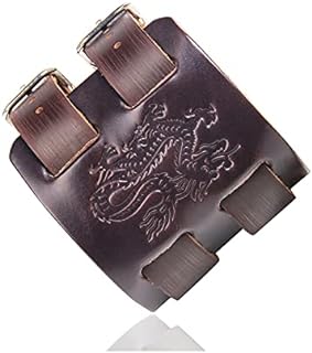 Buckle Clasp Punk Dragon Bead Bracelet with Box Chain, Faux Leather & Alloy Material, for Fashion Forward Men & Women, Statement Dragon Design