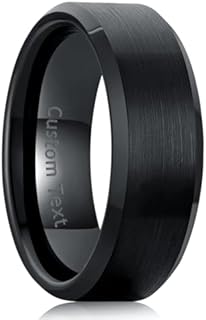 Tungsten ring for Men 8mm Wedding Band Silver Black Plated Matte Finished Ring Comfort Fit Size 6-15