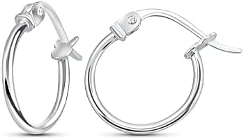 Sterling Silver Hoop Earrings for Women - Gold Hoop Earrings - Hoop Earrings Set - Thin Light Polished Round Post Click-top Hoops Earring for Women Girls Men, 12-20mm Diameter, 1-3 Pairs Jewelry Sets