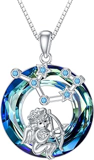 Zodiac Necklace for Women Girls Sterling Silver Astrology Heart Necklace 12 Constellations Horoscope Pendant Zodiac Jewelry Gifts