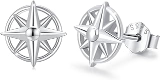 925 Sterling Silver Anchor Stud Earrings with Lever Back and Cubic Zirconia for Women, Nautical Dangle Design