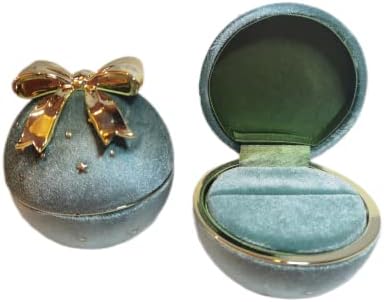 Round Bowknot Star Corduroy Ring Box Bowknot Ring Box for Wedding,Proposal Jewelry Gift Case (Light Green Ring box)
