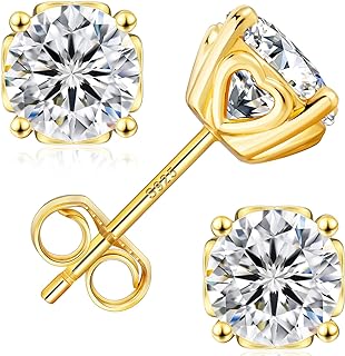 KRKC&CO Moissanite Earrings, 1.0/1.2/1.6//2.0/3.0CT Halo Diamond Earrings for Women, Hypoallergenic, White Gold Vermeil S925 Sterling Silver Studs, D Color, VVS1, Round Cut Lab Created, Sparkly Jewelry for Her, Girls