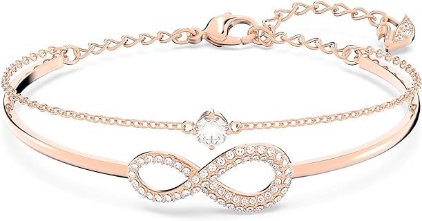SWAROVSKI Infinity Twist Jewelry Collection, Bracelets & Necklaces, Rhodium & Rose Gold Tone Finish, Clear Crystals