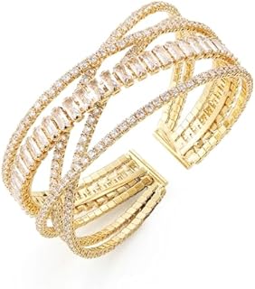 HZMAN Crystal Rhinestone Cuff Bracelet for Women Girl Dainty MultiLayer Bracelet 5 Rows Layered Bracelets Jewelry for Prom Party Wedding