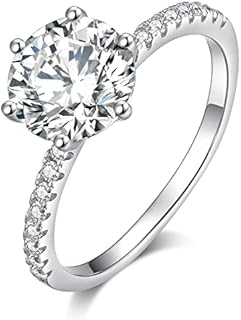 SecreTalk 2CT Moissanite Engagement Rings for Women - 6 Prong Diamond Promise Ring 925 Sterling Silver D Color VVS with Certificate of Authenticity