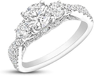 1.5 Carat (ctw) Moissanite Engagement Rings for women Platinum Plated Silver Ring Moissanite Rings