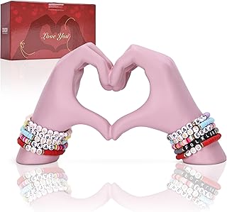 DOVDOV Contemporary Love-Themed Pink Heart Shaped Brooch - Resin-crafted Hand Gesture Design with Smooth Finish