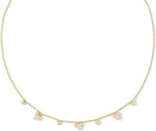 Kendra Scott Haven Heart Crystal Choker Necklace Gold White Cz One Size