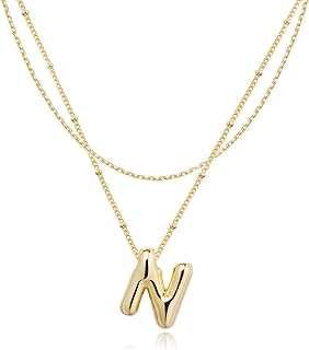 Gold Plated Bubble Letter Pendant Necklace For Women, USA-Made Brass Jewelry with Cable Chain, Perfect Personalized Gift for Girls