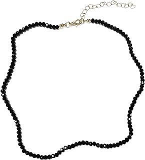 Easy-Hook Ball Chain Black Spinel Stone Necklace in Elegant Black and Gold Beading for Women - Caiyao Dainty Choker Design