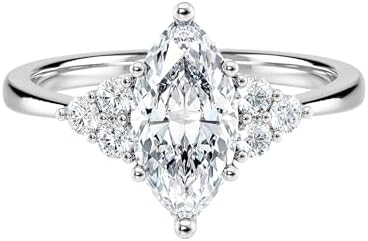 Diamond Wish IGI Certified 1 1/5 to 1 1/5 Carat Marquise Cut Lab Grown Diamond with Shoulder Gems Engagement Ring for Women in 14k Gold (G-H, VS-SI, cttw) Anniversary Promise Ring Size 4 to 9