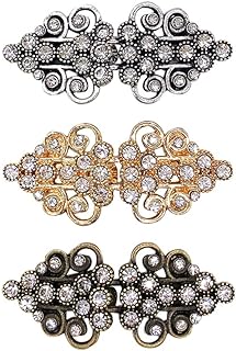 Chamvino 3-Piece Vintage Diamond Cape Brooch with Buckle Clasp and Iron Pyrite for Women - Cardigan, Shawl, Sweater Clip Accessory - Dress Tightening Feature - Zinc Alloy Construction