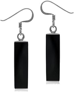 Silvershake Mondern Long Bar linear 925 Sterling Silver Dangle Hook Earrings