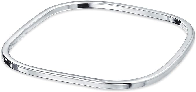 Personalized Engravable Plain Solid Square Shape Stackable Smooth Polished Bangle Bracelet For Women .925 Sterling Silver