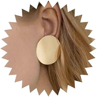 Push Back Gold Disc Drop Earrings - Minimalist Charm Circle Design - Jewelry Gift for Women and Girls