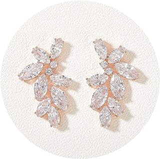 Stunning SWEETV Marquise Alloy Stud Earrings with Push Back and Cubic Zirconia Cluster Design for Brides and Bridesmaids, Perfect for Weddings or Proms