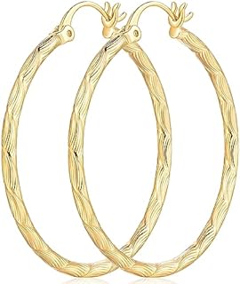 14K Gold Hoop Earrings Large Hoop Earrings Hoop Earrings for Women Hypoallergenic Gold Earrings Hoops Gold Jewelry (35mm*2mm)