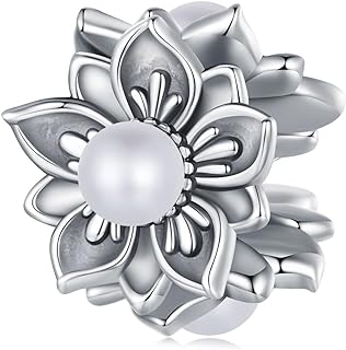 Sterling Silver 925 Sunflower Charm Bracelet with Cubic Zirconia Gems for Women and Girls - Lotus/Clover Design