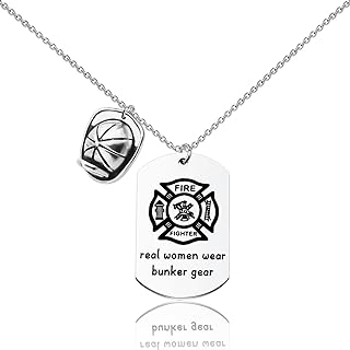 Women Firefighter Necklace Real Women Wear Bunker Gear Fireman Jewelry Female Firefighter Gifts Fire Dept Gifts