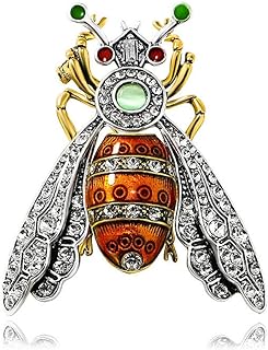Antique Moth Bee Brooch Pin for Women Men Fashion Exaggerated Big Crystal Red Green Enamel Insect Animal Brooches Lapel Pins Delicate Dress Accessories Christmas Birthday Holiday Party Jewelry Gift Souvenir