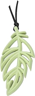 MEGODAY Silicone Teething Bead Necklace with Adjustable Green Leaf Pendant, BPA-Free Chewable Accessory for Infants and Toddlers, Relief for Sensory Needs and Teething Discomfort