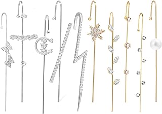 Ear Cuff Earrings Crawler Hook Earrings Snowflake Earrings for Women Rhinestone Wrap Earrings 2023 Christmas Gifts for Teen Girls