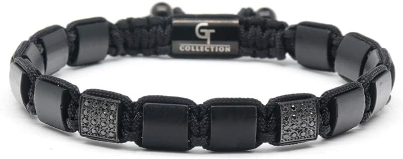 Men's Flat Bead Bracelet - Used for Its Grounding Effects – 100% Natural - Adjustable Gemstones Beaded Bracelet for Mens