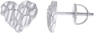 925 Sterling Silver Womens Nugget Love Heart Stud Earrings Jewelry Gifts for Women